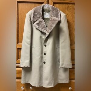 London Fog Vintage Men’s Faux Fur Lined Long Coat 70s or 80s Plus Size 44 Reg